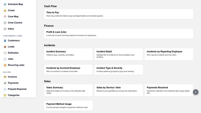 Reports screenshot